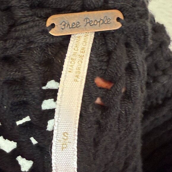 Free People My Only Sunshine Sweater Black Chunky Mock Neck Small - Picture 9 of 12